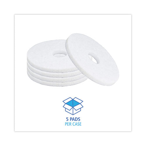 Image of Boardwalk® Polishing Floor Pads, 14" Diameter, White, 5/carton