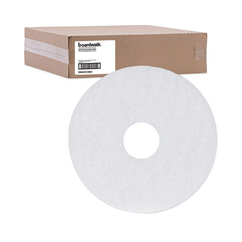 Image of Boardwalk® Polishing Floor Pads, 13" Diameter, White, 5/carton