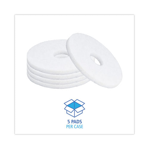 Image of Boardwalk® Polishing Floor Pads, 13" Diameter, White, 5/carton