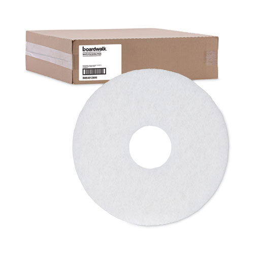 Image of Boardwalk® Polishing Floor Pads, 12" Diameter, White, 5/carton