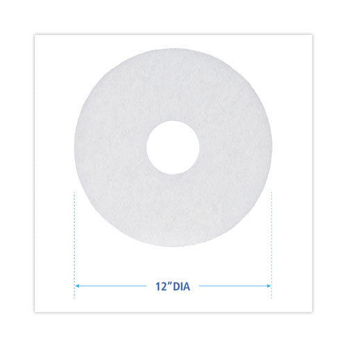 Image of Boardwalk® Polishing Floor Pads, 12" Diameter, White, 5/carton
