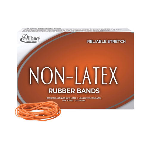 Image of Alliance® Non-Latex Rubber Bands, Size 19, 0.04" Gauge, Orange, 1 Lb Box, 1,440/box