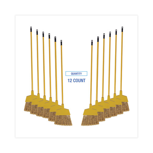 Image of Boardwalk® Poly Bristle Angler Broom, 53" Handle, Yellow, 12/carton