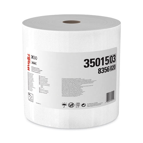 Image of WypAll® X50 Cloths, Jumbo Roll, 13.4 x 9.8, White, 1,100/Roll