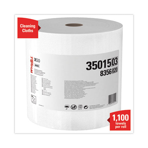 Image of WypAll® X50 Cloths, Jumbo Roll, 13.4 x 9.8, White, 1,100/Roll