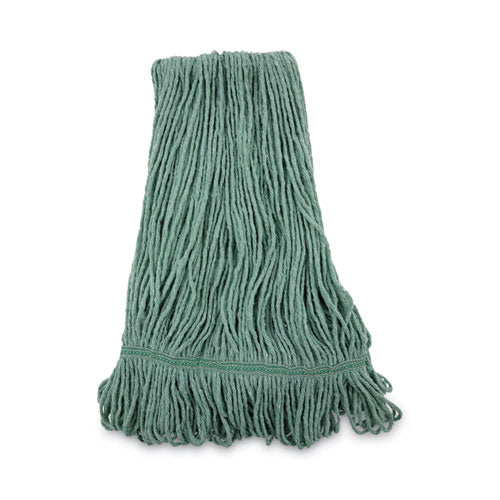 Image of Boardwalk® Narrowband Looped-End Mop Head, Premium Standard Head, Cotton/Rayon Fiber, Medium, Green, 12/Carton