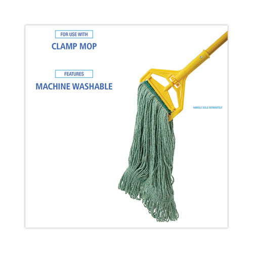 Image of Boardwalk® Narrowband Looped-End Mop Head, Premium Standard Head, Cotton/Rayon Fiber, Medium, Green, 12/Carton