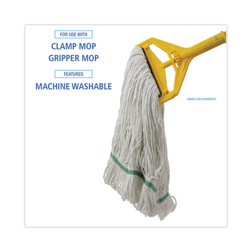 Image of Boardwalk® Narrowband Looped-End Mop Head, Premium Standard Head, Cotton/Rayon Fiber, Medium, White