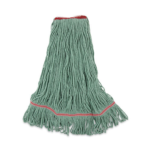 Image of Boardwalk® Narrowband Looped-End Mop Head, Premium Standard Head, Cotton/Rayon Fiber, Large, Green