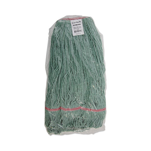 Image of Boardwalk® Narrowband Looped-End Mop Head, Premium Standard Head, Cotton/Rayon Fiber, Large, Green