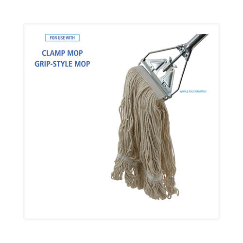 Image of Boardwalk® Mop Head, Pro Loop Web/tailband, Premium Saddleback Head, Ctn, 24-Oz., Wh, 12/ct