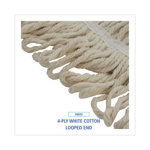 Image of Boardwalk® Mop Head, Pro Loop Web/tailband, Premium Saddleback Head, Ctn, 24-Oz., Wh, 12/ct