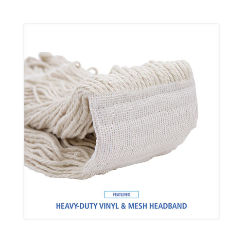 Image of Boardwalk® Mop Head, Pro Loop Web/tailband, Premium Saddleback Head, Ctn, 24-Oz., Wh, 12/ct