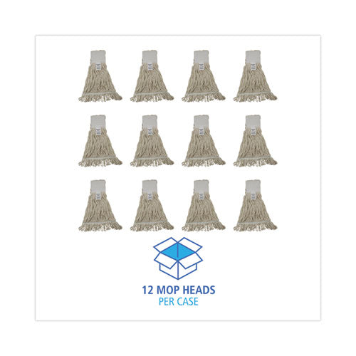 Image of Boardwalk® Mop Head, Pro Loop Web/tailband, Premium Saddleback Head, Ctn, 24-Oz., Wh, 12/ct