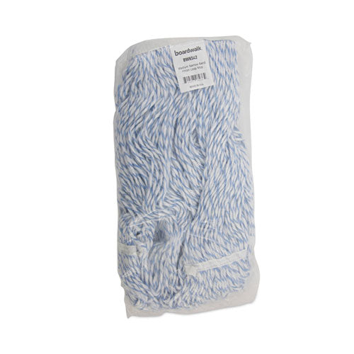 Image of Boardwalk® Mop Head, Floor Finish, Narrow, Rayon/polyester, Medium, White/blue, 12/carton