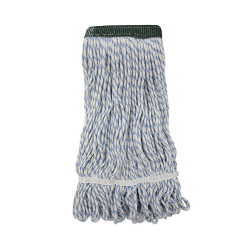 Image of Boardwalk® Mop Head, Floor Finish, Wide, Rayon/polyester, Medium, White/blue, 12/carton