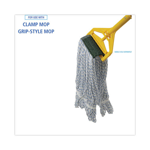 Image of Boardwalk® Mop Head, Floor Finish, Wide, Rayon/polyester, Medium, White/blue, 12/carton