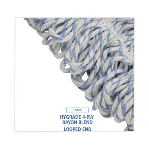 Image of Boardwalk® Mop Head, Floor Finish, Wide, Rayon/polyester, Medium, White/blue, 12/carton