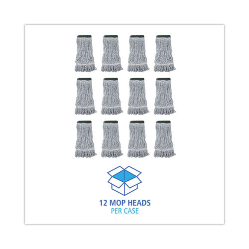 Image of Boardwalk® Mop Head, Floor Finish, Wide, Rayon/polyester, Medium, White/blue, 12/carton