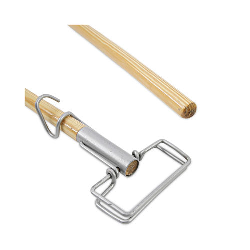 Image of Boardwalk® Spring Grip Metal Head Mop Handle for Most Mop Heads, Wood, 60", Natural