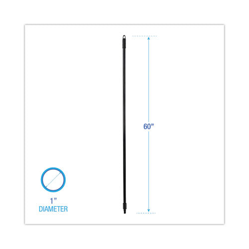 Image of Boardwalk® Fiberglass Broom Handle, Nylon Plastic Threaded End, 1" dia x 60", Black
