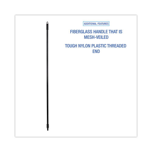 Image of Boardwalk® Fiberglass Broom Handle, Nylon Plastic Threaded End, 1" dia x 60", Black