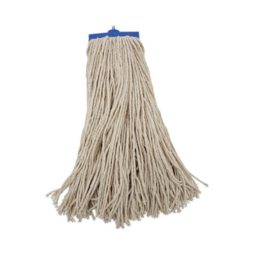 Image of Boardwalk® Mop Head, Economical Lie-Flat Head, Cotton Fiber, 20 oz, White, 12/Carton
