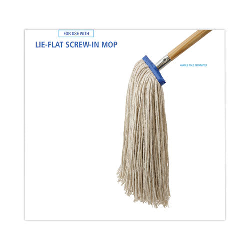 Image of Boardwalk® Mop Head, Economical Lie-Flat Head, Cotton Fiber, 20 oz, White, 12/Carton