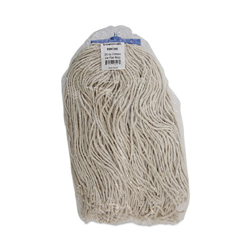 Image of Boardwalk® Mop Head, Economical Lie-Flat Head, Cotton Fiber, 20 oz, White, 12/Carton