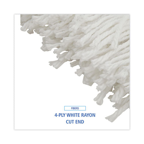 Image of Boardwalk® Mop Head, Economical Lie-Flat Head, Rayon Fiber, 20oz, White, 12/carton