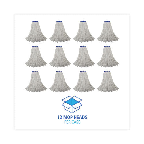 Image of Boardwalk® Mop Head, Economical Lie-Flat Head, Rayon Fiber, 20oz, White, 12/carton
