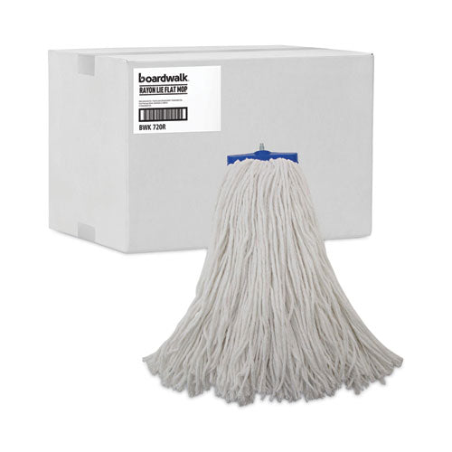Image of Boardwalk® Mop Head, Economical Lie-Flat Head, Rayon Fiber, 20oz, White, 12/carton