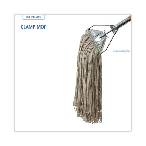 Image of Boardwalk® Mop Head, Economical Lie-Flat Head, Cotton Fiber, 32oz, White, 12/carton