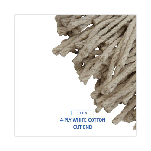 Image of Boardwalk® Mop Head, Economical Lie-Flat Head, Cotton Fiber, 32oz, White, 12/carton