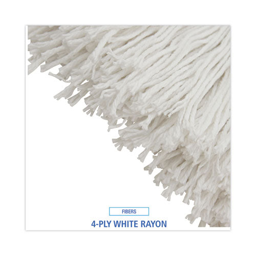 Image of Boardwalk® Mop Head, Economical Lie-Flat Head, Rayon Fiber, 32-Oz., White, 12/carton