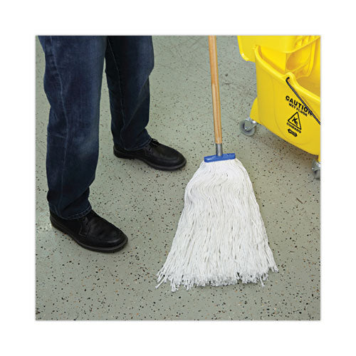 Image of Boardwalk® Mop Head, Economical Lie-Flat Head, Rayon Fiber, 32-Oz., White, 12/carton