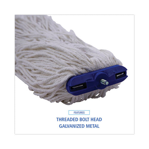 Image of Boardwalk® Mop Head, Economical Lie-Flat Head, Rayon Fiber, 32-Oz., White, 12/carton