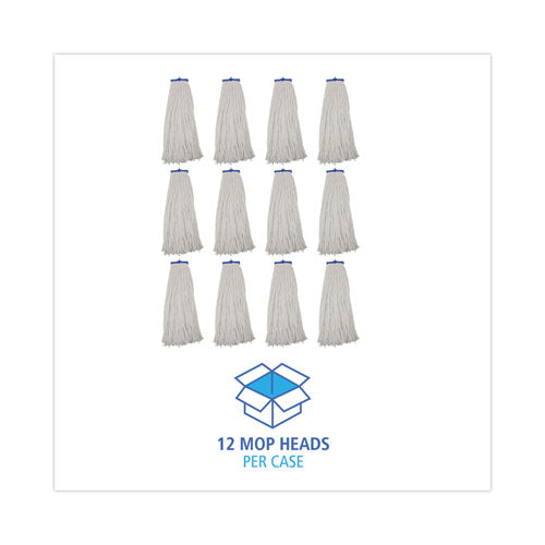 Image of Boardwalk® Mop Head, Economical Lie-Flat Head, Rayon Fiber, 32-Oz., White, 12/carton