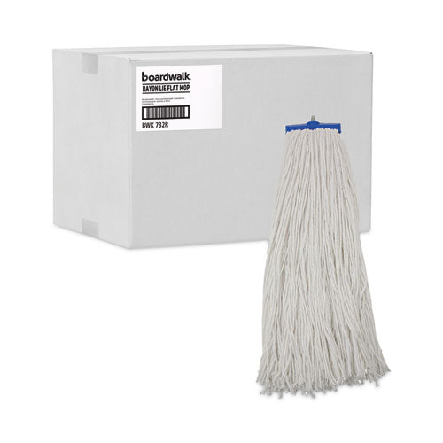 Image of Boardwalk® Mop Head, Economical Lie-Flat Head, Rayon Fiber, 32-Oz., White, 12/carton