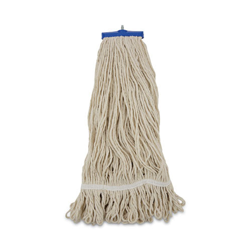 Image of Boardwalk® Mop Head, Lie-Flat Head, Cotton Fiber, 24 oz, White, 12/Carton
