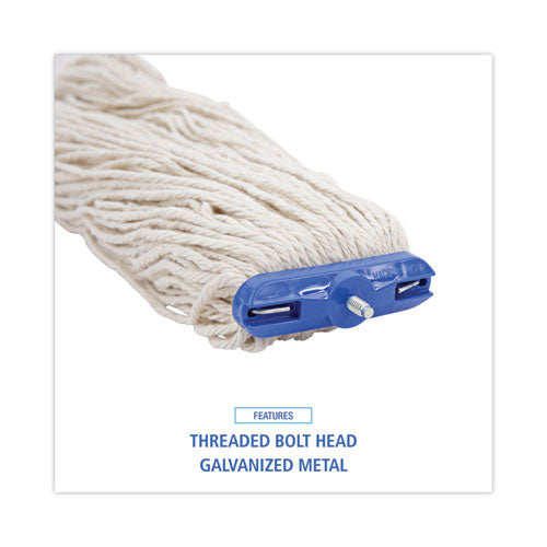 Image of Boardwalk® Mop Head, Lie-Flat Head, Cotton Fiber, 24 oz, White, 12/Carton