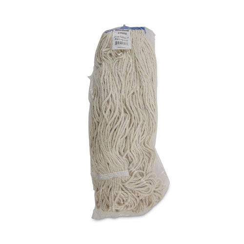 Image of Boardwalk® Mop Head, Lie-Flat Head, Cotton Fiber, 24 oz, White, 12/Carton