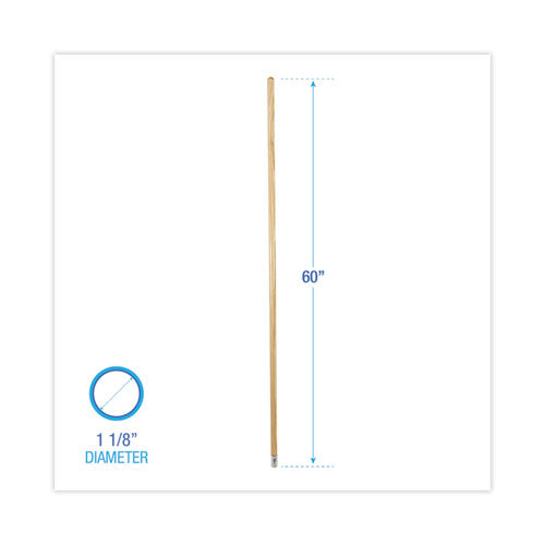 Image of Boardwalk® Lie-Flat Screw-In Mop Handle, Lacquered Wood, 1.13" dia x 60", Natural