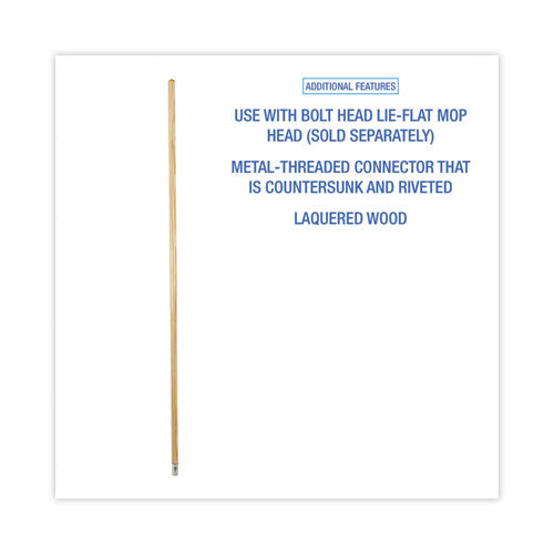 Image of Boardwalk® Lie-Flat Screw-In Mop Handle, Lacquered Wood, 1.13" dia x 60", Natural