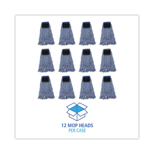 Image of Boardwalk® Mop Head, Loop-End, Cotton With Scrub Pad, Medium, 12/carton