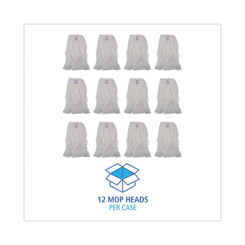 Image of Boardwalk® Mop Head, Looped, Enviro Clean With Tailband, Medium, White, 12/carton