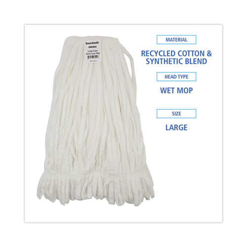 Image of Boardwalk® Mop Head, Looped, Enviro Clean With Tailband, Large, White, 12/carton