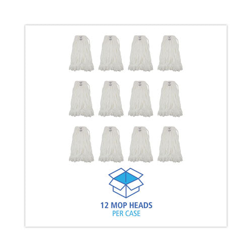Image of Boardwalk® Mop Head, Looped, Enviro Clean With Tailband, Large, White, 12/carton