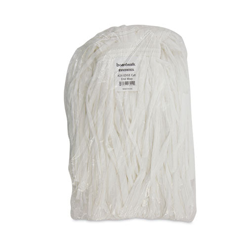 Image of Boardwalk® Nonwoven Cut End Edge Mop, Rayon/polyester, #24, White, 12/carton