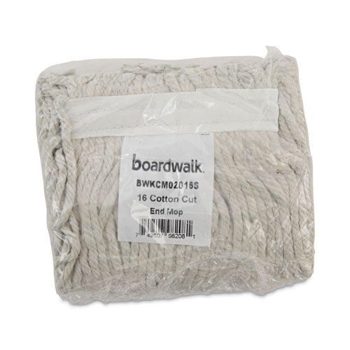 Image of Boardwalk® Mop Head, Cotton, Cut-End, White, 4-Ply, #16 Band, 12/carton